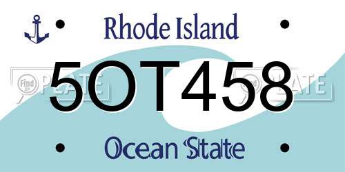 5OT458 Rhode Island License Plate