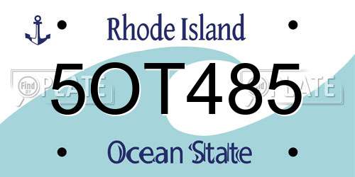 5OT485 Rhode Island License Plate