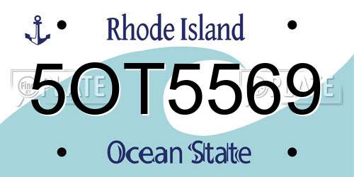 5OT5569 Rhode Island License Plate