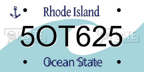 5OT625 Rhode Island License Plate