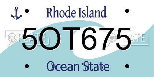 5OT675 Rhode Island License Plate