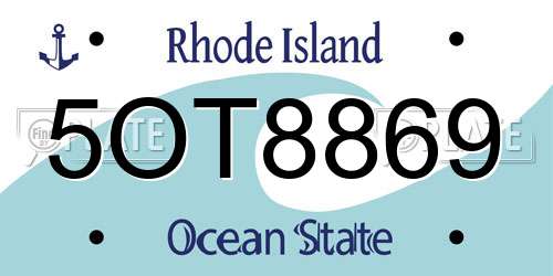 5OT8869 Rhode Island License Plate