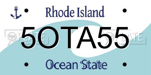 5OTA55 Rhode Island License Plate