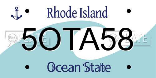 5OTA58 Rhode Island License Plate