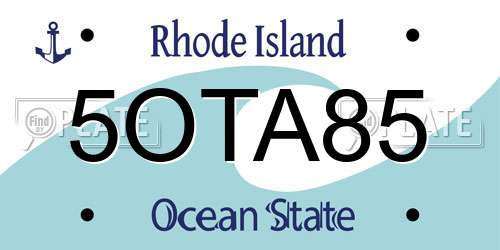 5OTA85 Rhode Island License Plate