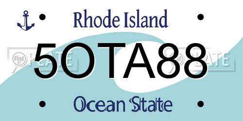 5OTA88 Rhode Island License Plate