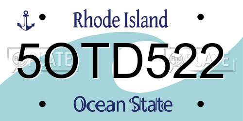 5OTD522 Rhode Island License Plate