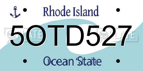 5OTD527 Rhode Island License Plate