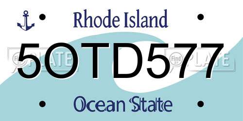5OTD577 Rhode Island License Plate