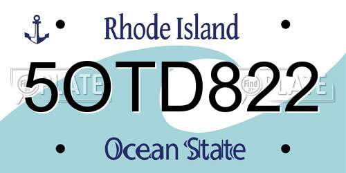 5OTD822 Rhode Island License Plate