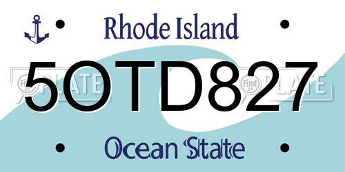 5OTD827 Rhode Island License Plate