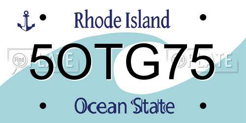 5OTG75 Rhode Island License Plate