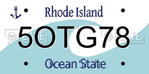 5OTG78 Rhode Island License Plate