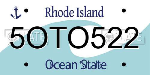 5OTO522 Rhode Island License Plate