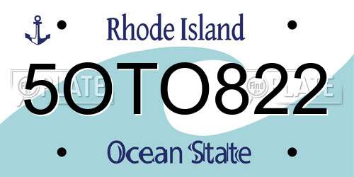 5OTO822 Rhode Island License Plate