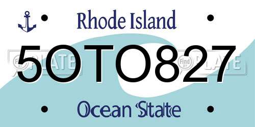 5OTO827 Rhode Island License Plate