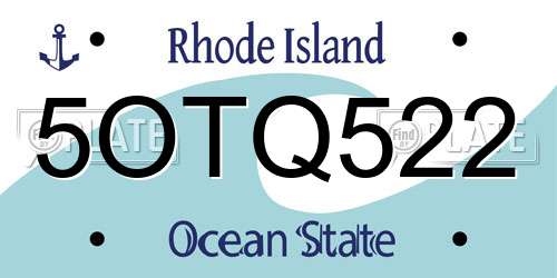5OTQ522 Rhode Island License Plate