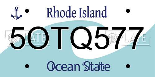 5OTQ577 Rhode Island License Plate