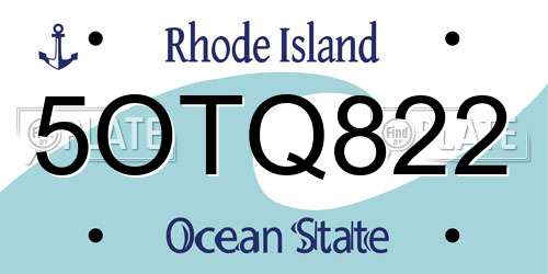 5OTQ822 Rhode Island License Plate