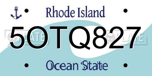 5OTQ827 Rhode Island License Plate