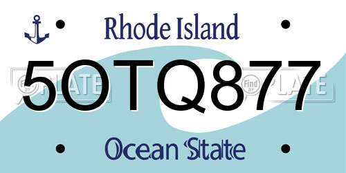 5OTQ877 Rhode Island License Plate