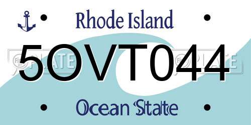 5OVT044 Rhode Island License Plate