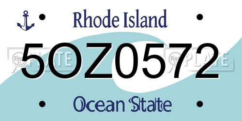 5OZ0572 Rhode Island License Plate