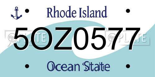 5OZ0577 Rhode Island License Plate