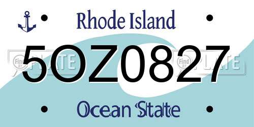 5OZ0827 Rhode Island License Plate