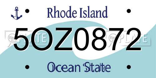 5OZ0872 Rhode Island License Plate