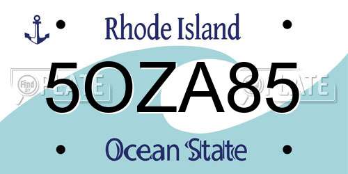 5OZA85 Rhode Island License Plate