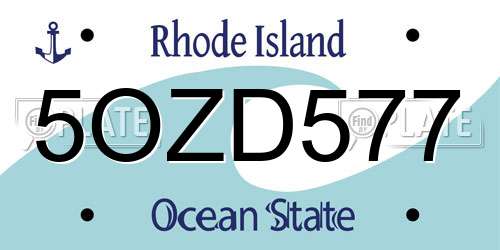 5OZD577 Rhode Island License Plate