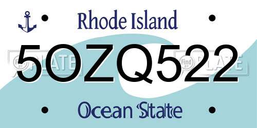 5OZQ522 Rhode Island License Plate