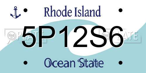 5P12S6 Rhode Island License Plate