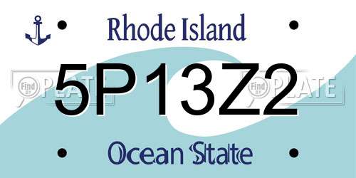 5P13Z2 Rhode Island License Plate