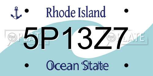 5P13Z7 Rhode Island License Plate