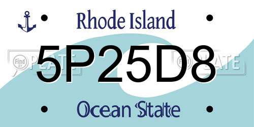 5P25D8 Rhode Island License Plate