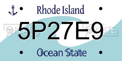 5P27E9 Rhode Island License Plate