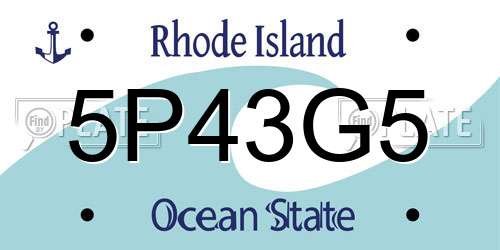 5P43G5 Rhode Island License Plate