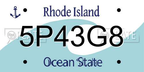 5P43G8 Rhode Island License Plate
