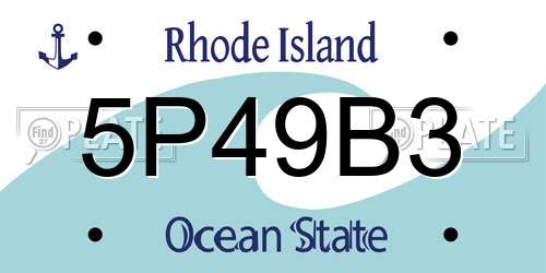 5P49B3 Rhode Island License Plate