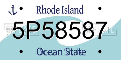 5P58587 Rhode Island License Plate