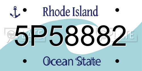 5P58882 Rhode Island License Plate