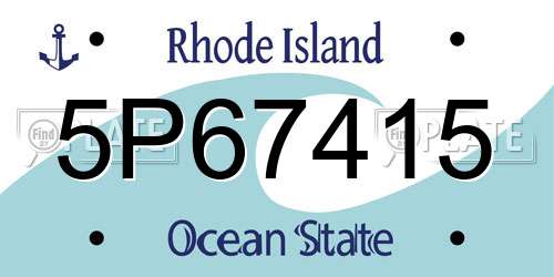 5P67415 Rhode Island License Plate