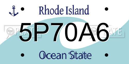 5P70A6 Rhode Island License Plate