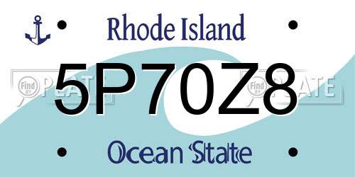 5P70Z8 Rhode Island License Plate