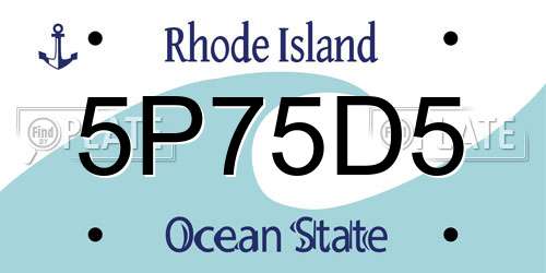 5P75D5 Rhode Island License Plate