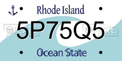 5P75Q5 Rhode Island License Plate