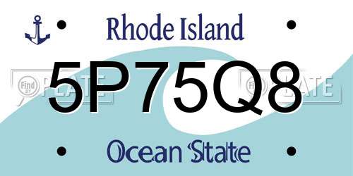 5P75Q8 Rhode Island License Plate
