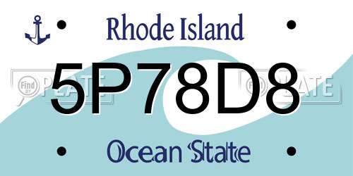 5P78D8 Rhode Island License Plate